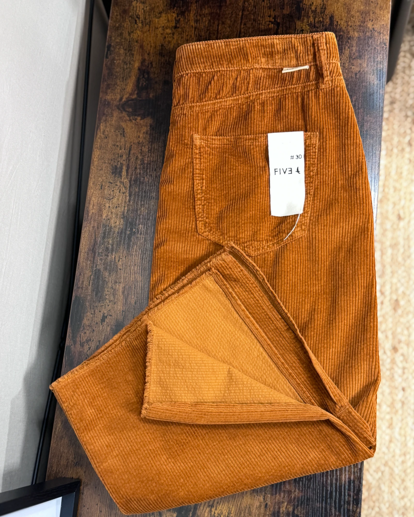 Jupe longue droite Five Jeans velours côtelé caramel