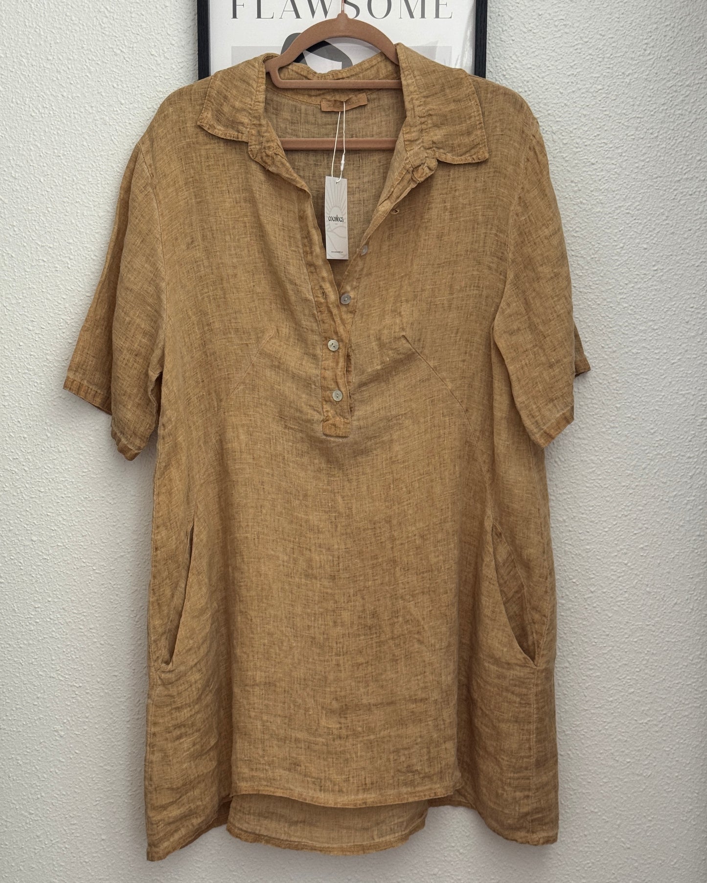 Robe en lin camel taille unique