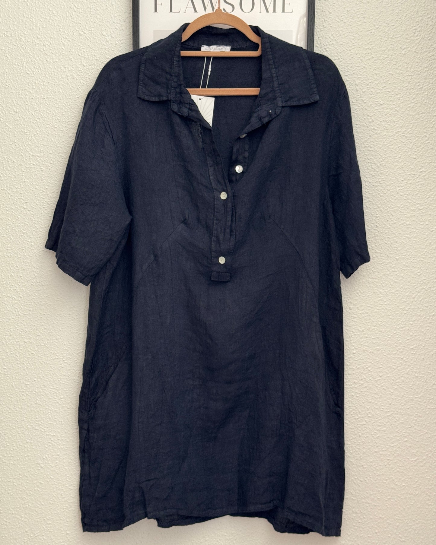 Robe en lin marine taille unique