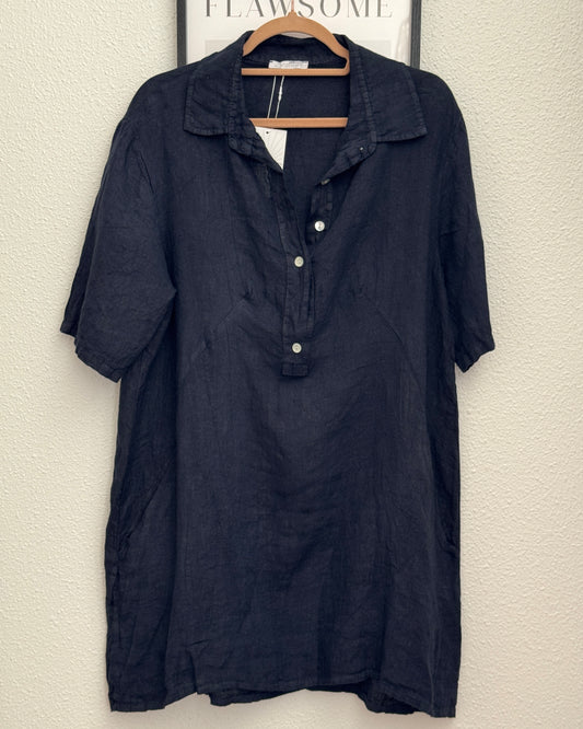 Robe en lin marine taille unique