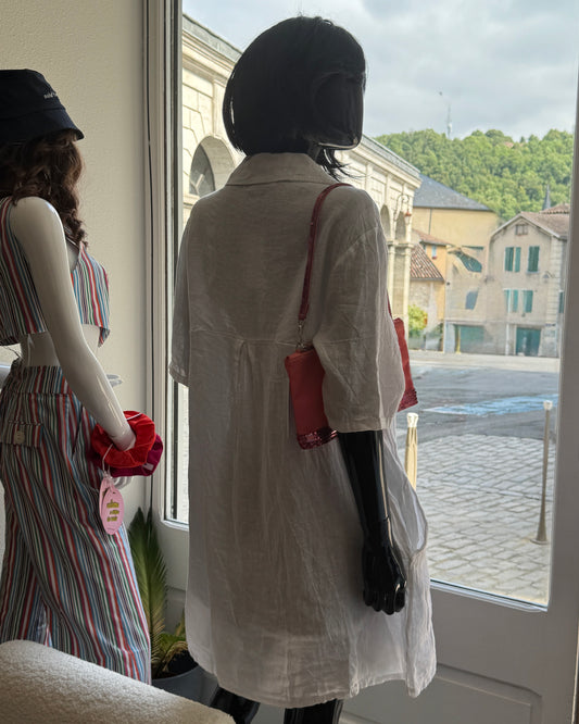 Robe en lin blanc taille unique