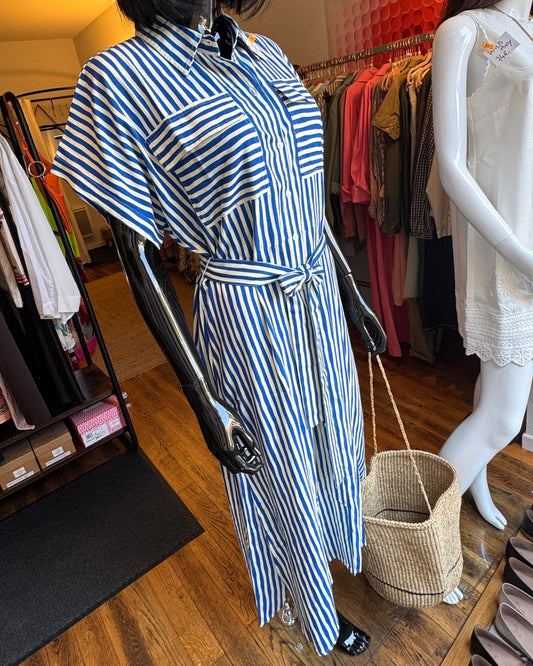 Robe Midi Stripe Bleue – Compania Fantastica