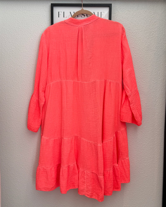 Robe courte gaze de coton Corail en taille unique
