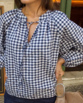 Blouse "Matilde" Vichy Marine zoom