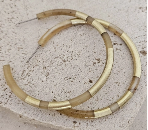 Boucles d'oreilles créoles corne 4cm Hélios gold