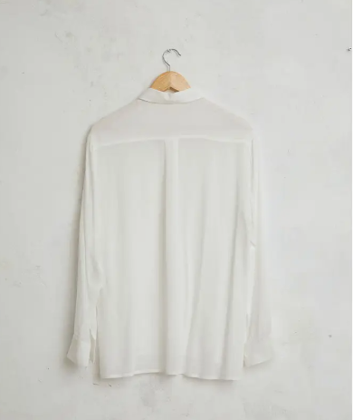 Chemise COTTYFISH blanche fluide viscose avec boutons en nacre et détails aux manches