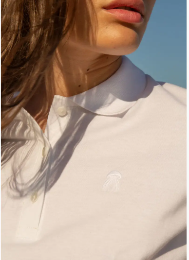 Polo COTTYFISH blanc ANGEL SEA 100 % biologique