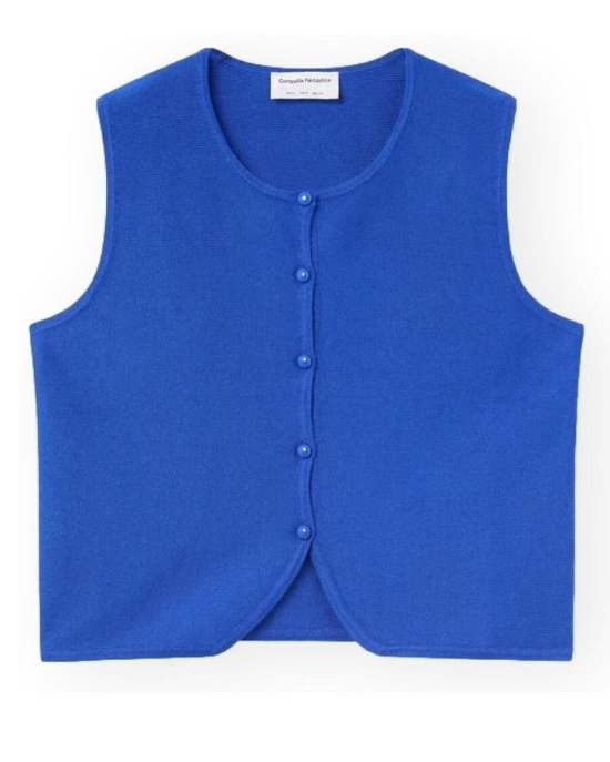 Gilet Sans Manches en Maille Bleu Roy – Compania Fantastica