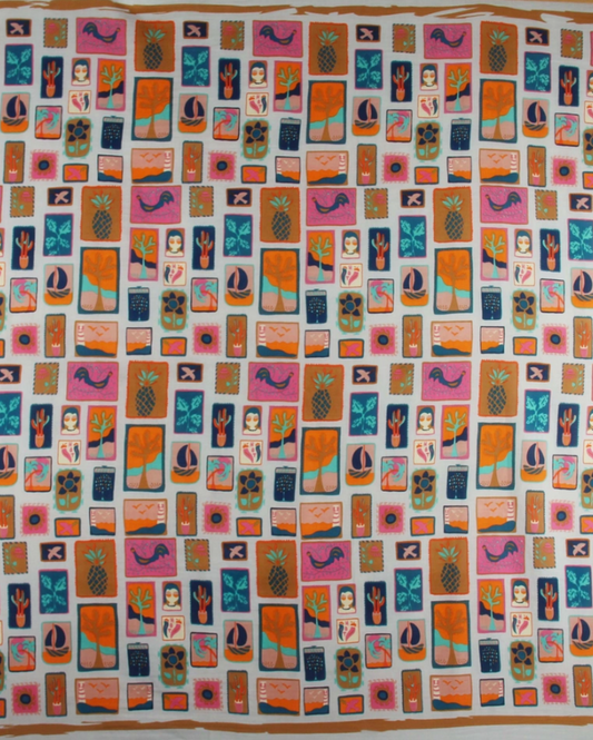 Grand Foulard Paréo Les Belles Vagabondes Carré en Coton Bio 100x100cm