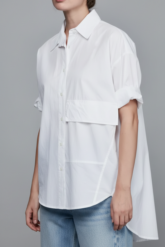 Chemise courte en coton avec poche décalée TU – SixtyDays