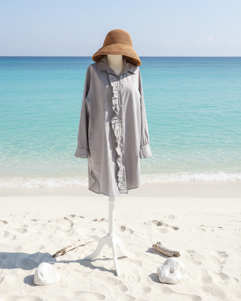 Chemise Girlfriend Sixty Days à volants en coton - TU plage 2