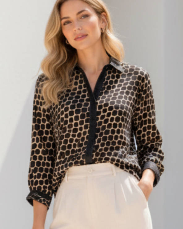 Chemise bohème manches longues en coton TU