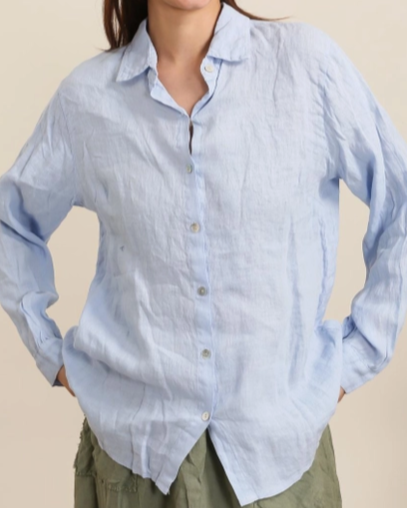 Chemise en lin bleu ciel