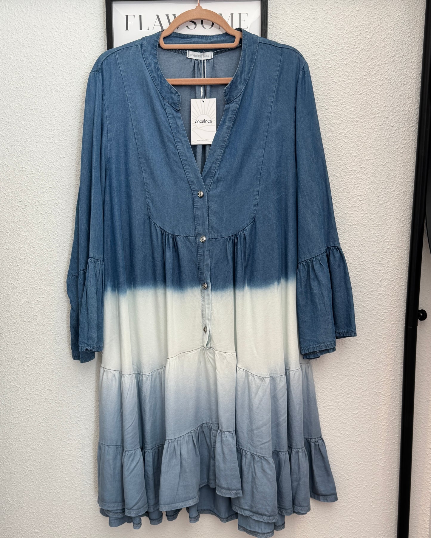 Robe courte en Tencel tie&dye bleu taille unique