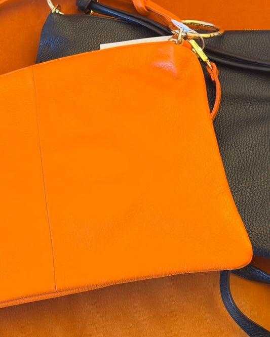 Sac porté épaule et bandoulière en cuir grainé avec anneaux