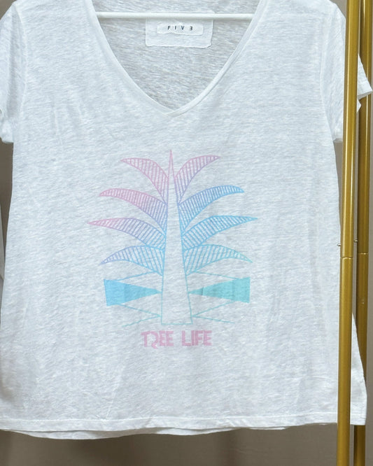 T-shirt Five Jeans en lin blanc