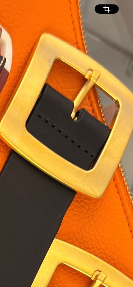 Ceinture en cuir lisse Vachette 40mm - boucle carré or matte