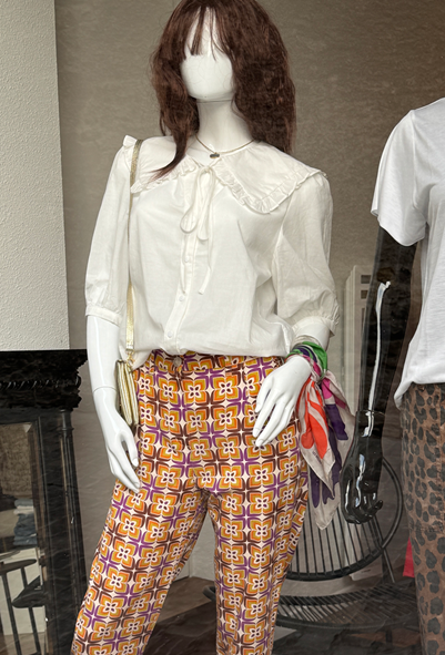 Pantalon Five Jeans droit Calvi orange violet à motifs géométriques