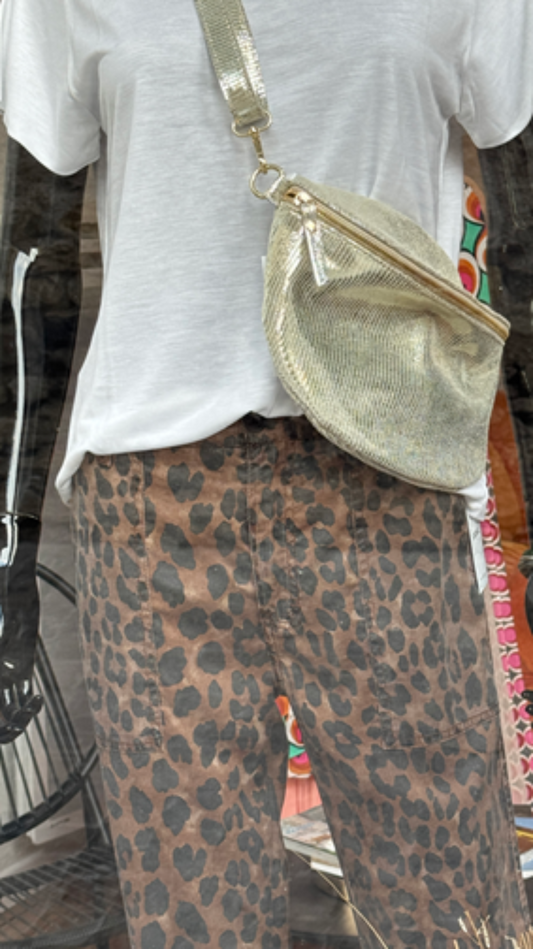 Pantalon Five Casta droit motifs léopard marron noir