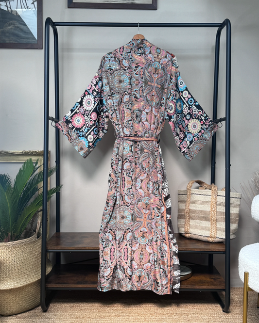 Robe Kimono longue soie Nuit Jaïpur