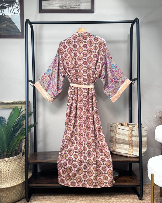 Robe Kimono longue soie Sable doré