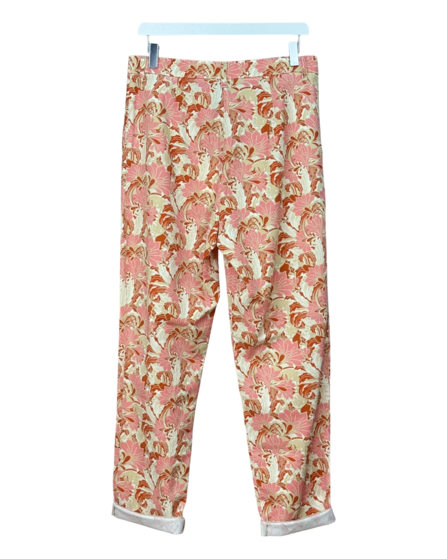 Pantalon Five Jeans droit Calvi Rose et sable motifs floraux