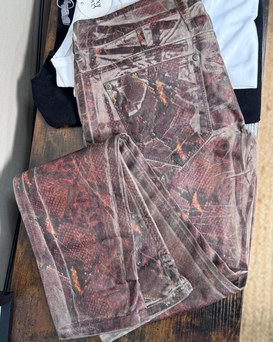 Pantalon Sexy Woman slim gris dirty imprimé python