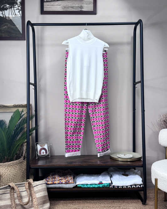 Pantalon Five Jeans droit Calvi rose motifs géométriques