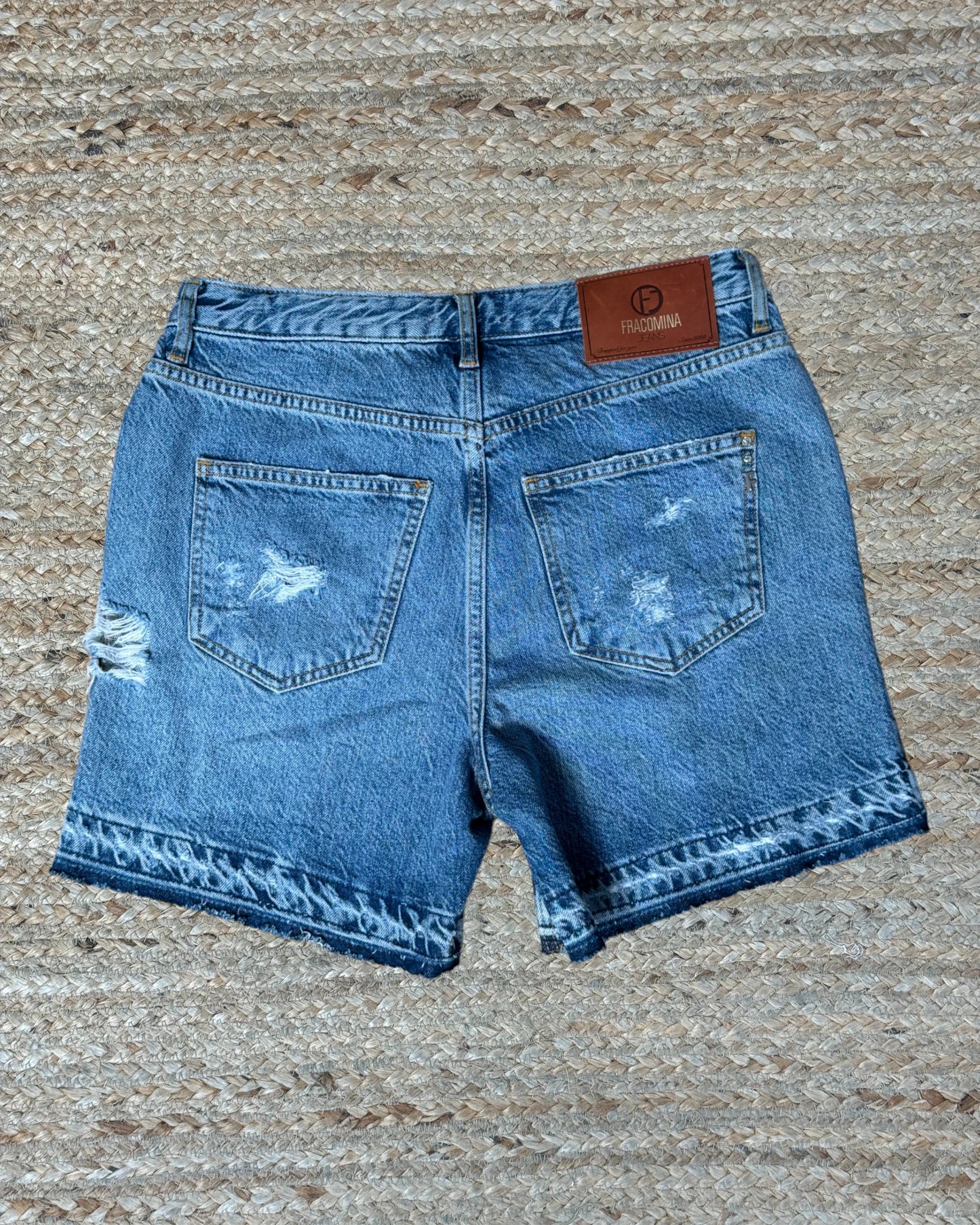 Short Jean denim Fracomina bleu effet usé