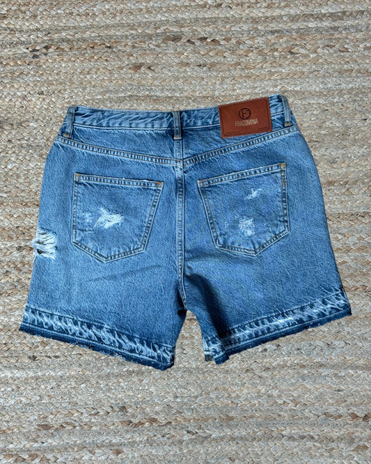 Short Jean denim Fracomina bleu effet usé