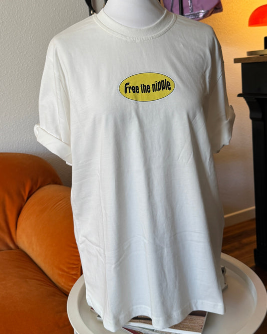 T-shirt off white - free the nipple jaune - Salut Beauté