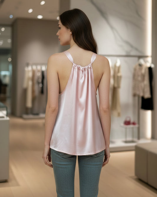 Top Bohème en satin Elizabeth vieux rose TU
