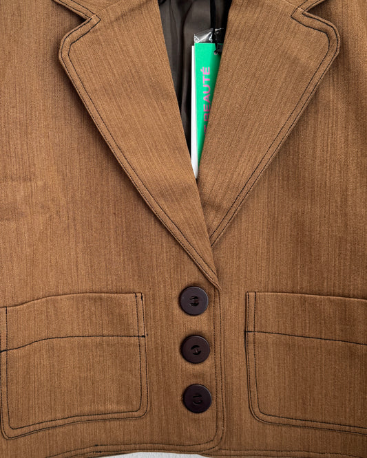 Veste denim camel - the city uniform - Salut Beauté détails