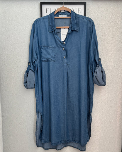 Tunique en tencel bleu taille unique