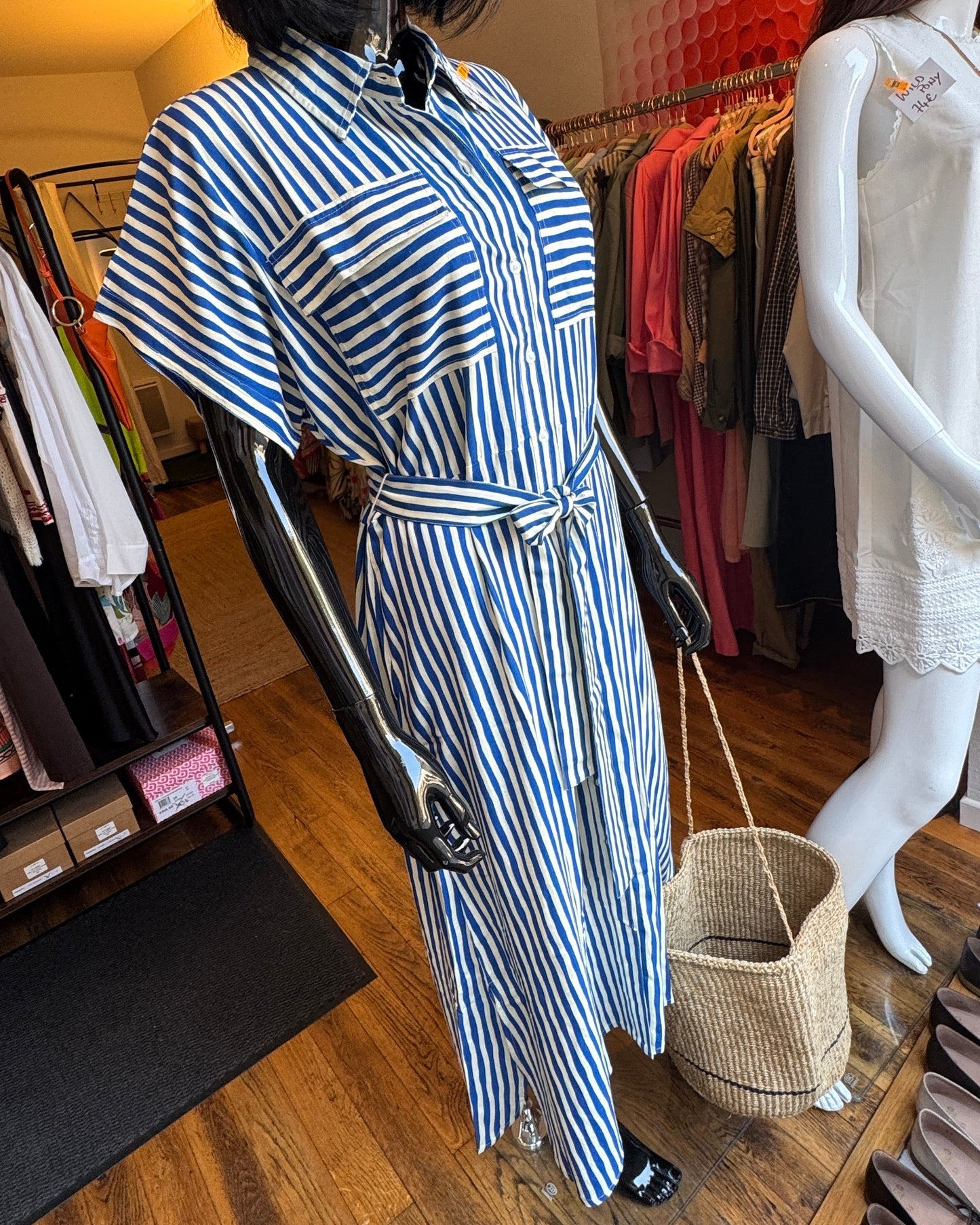 Robe Midi Stripe Bleue – Compania Fantastica