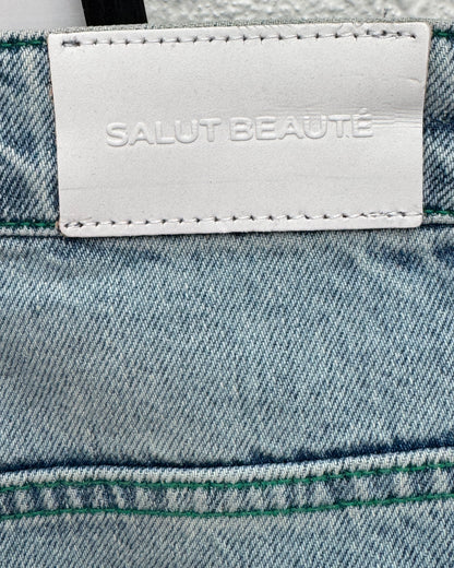 Jean bleu délavé "sublimateur de fessier" wide legs - Salut Beauté