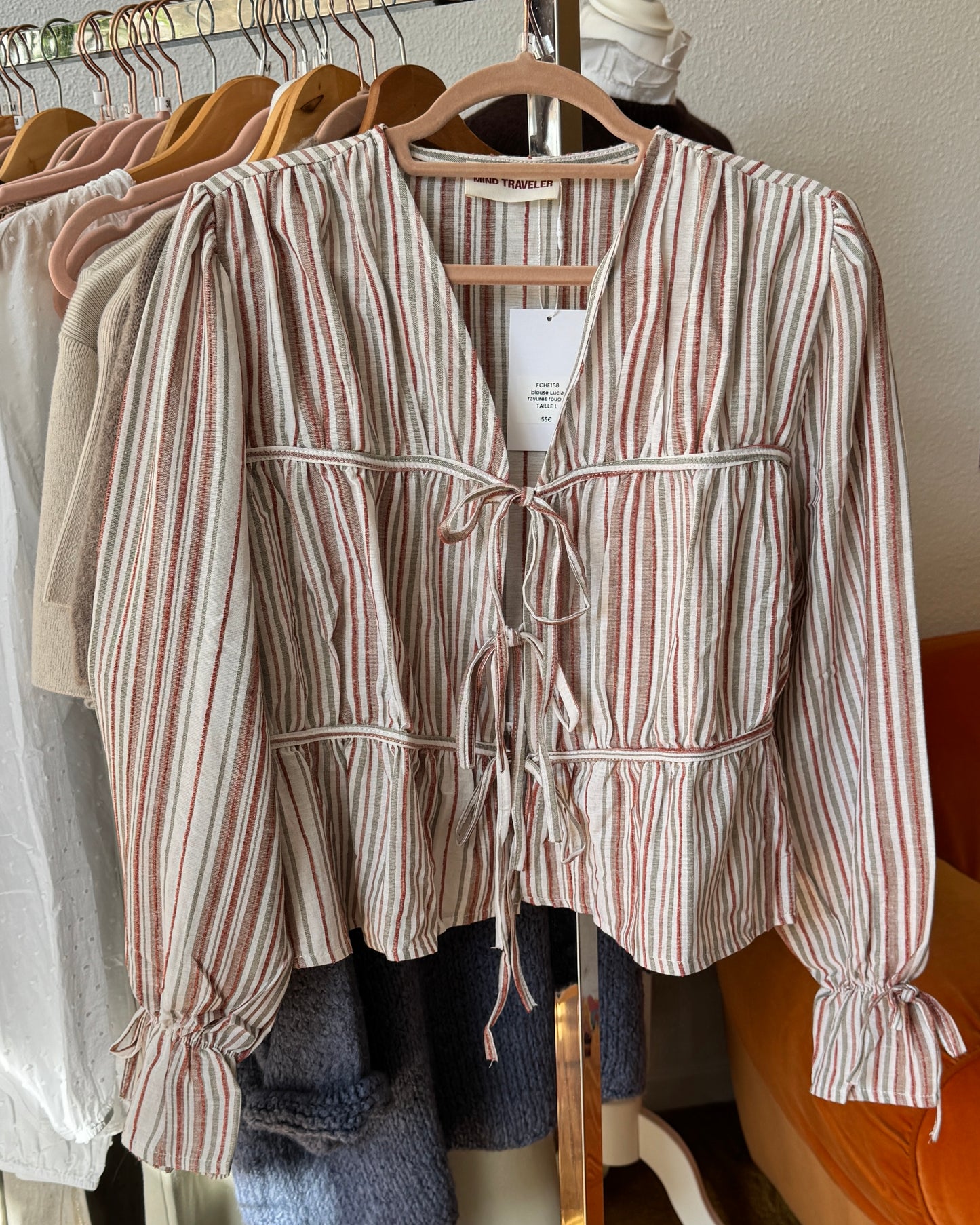 Blouse "Lucia" rayures rouge