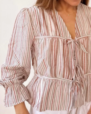 Blouse "Lucia" rayures rouge