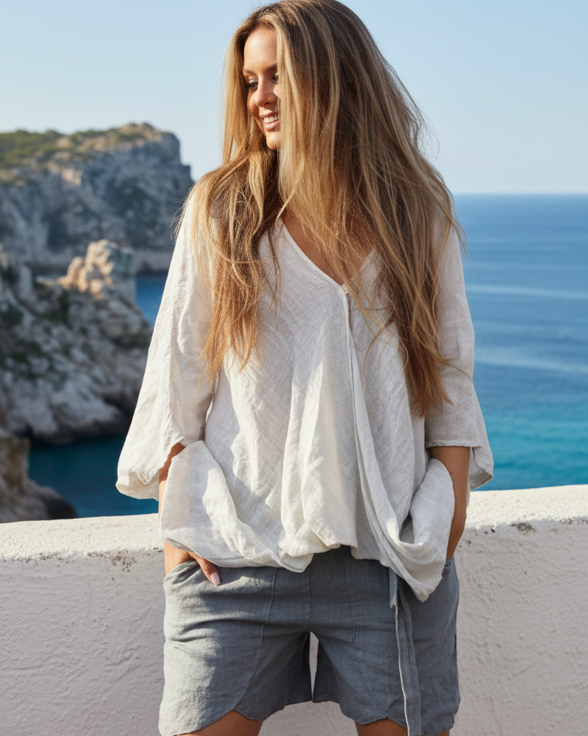 Blouse en Lin Askim – Sixty Days - Taille unique blanc