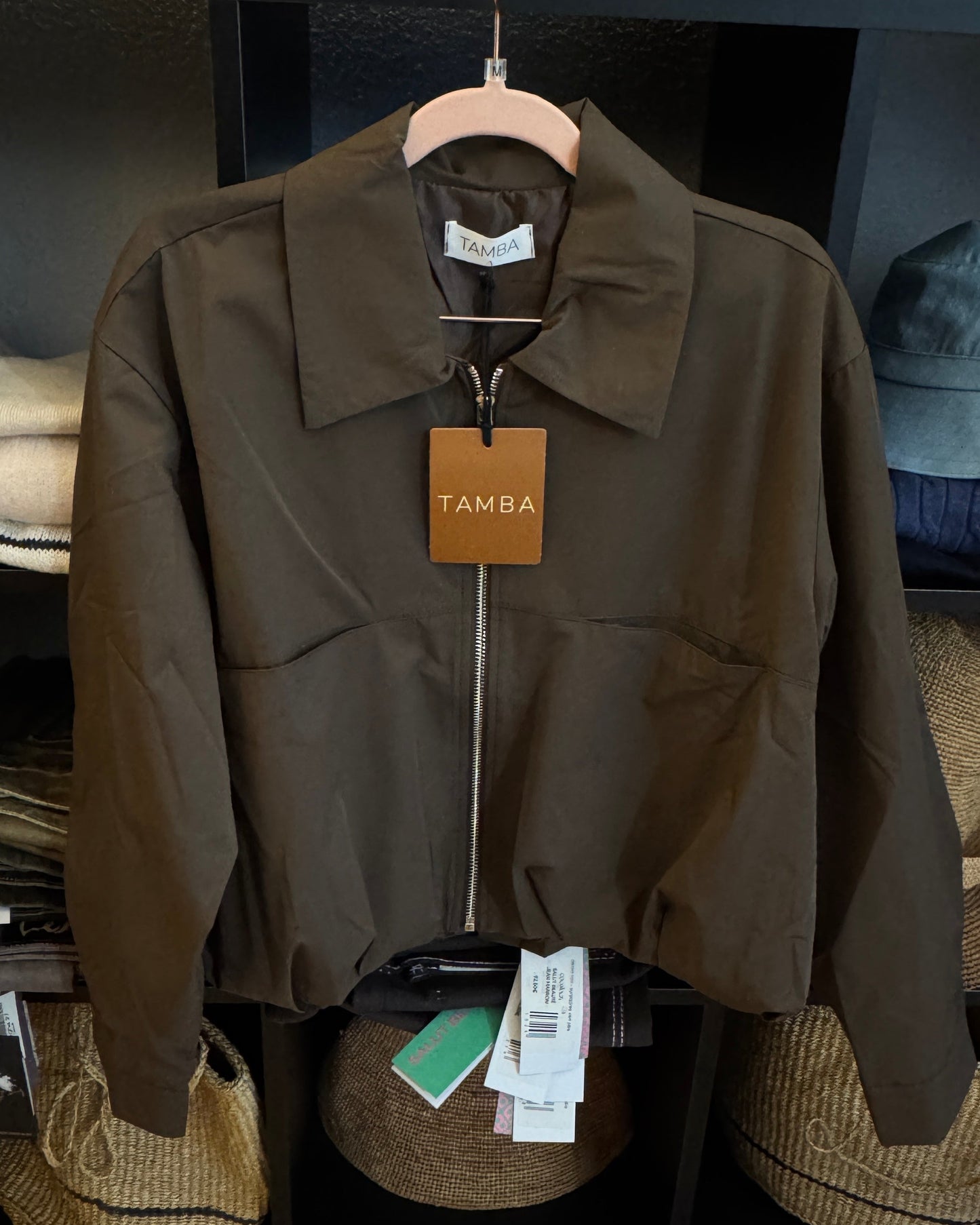 Blouson aviateur TAMBA col Kent Moka