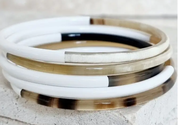 Bracelet jonc corne 3mm duo white