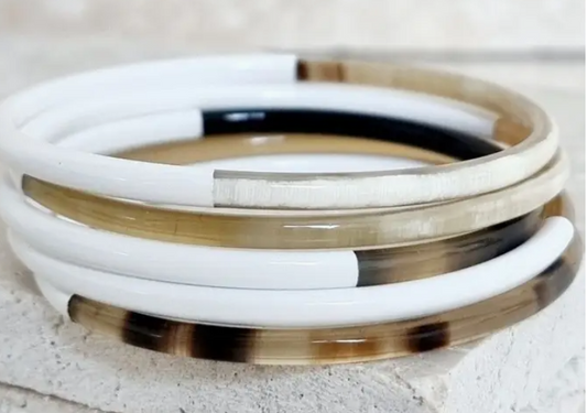 Bracelet jonc corne 3mm duo white