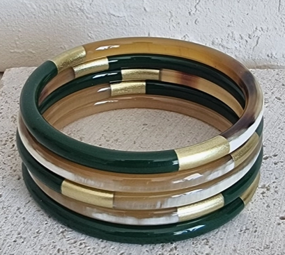 Bracelet jonc corne 5mm Aphéléia Kaki