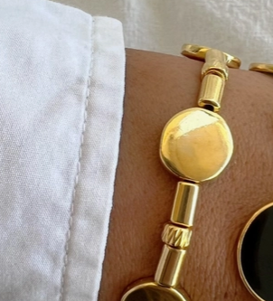 Bracelet perle ronde or acier inoxydable