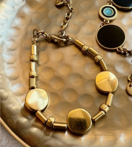 Bracelet perle ronde or acier inoxydable