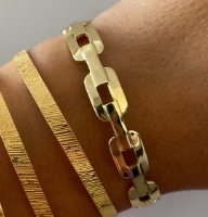 Bracelet jonc doré maillons rectangle