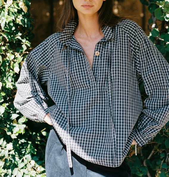 Chemise COTTYFISH à carreaux noir délavé artiste peintre coton bio 100 %