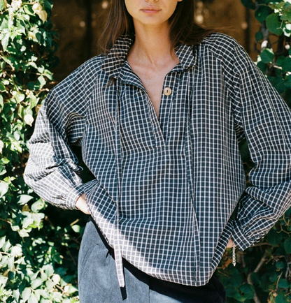 Chemise COTTYFISH à carreaux noir délavé artiste peintre coton bio 100 %