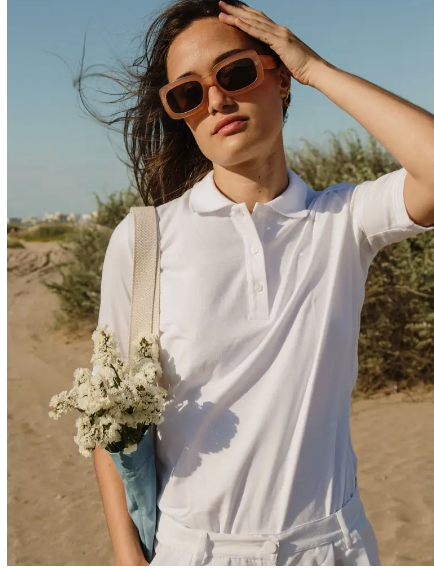 Polo COTTYFISH blanc ANGEL SEA 100 % biologique