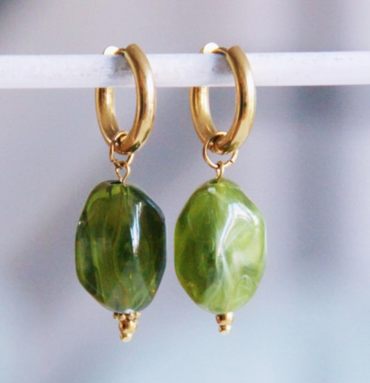 Large anneau avec breloque pépite - vert - SO7486